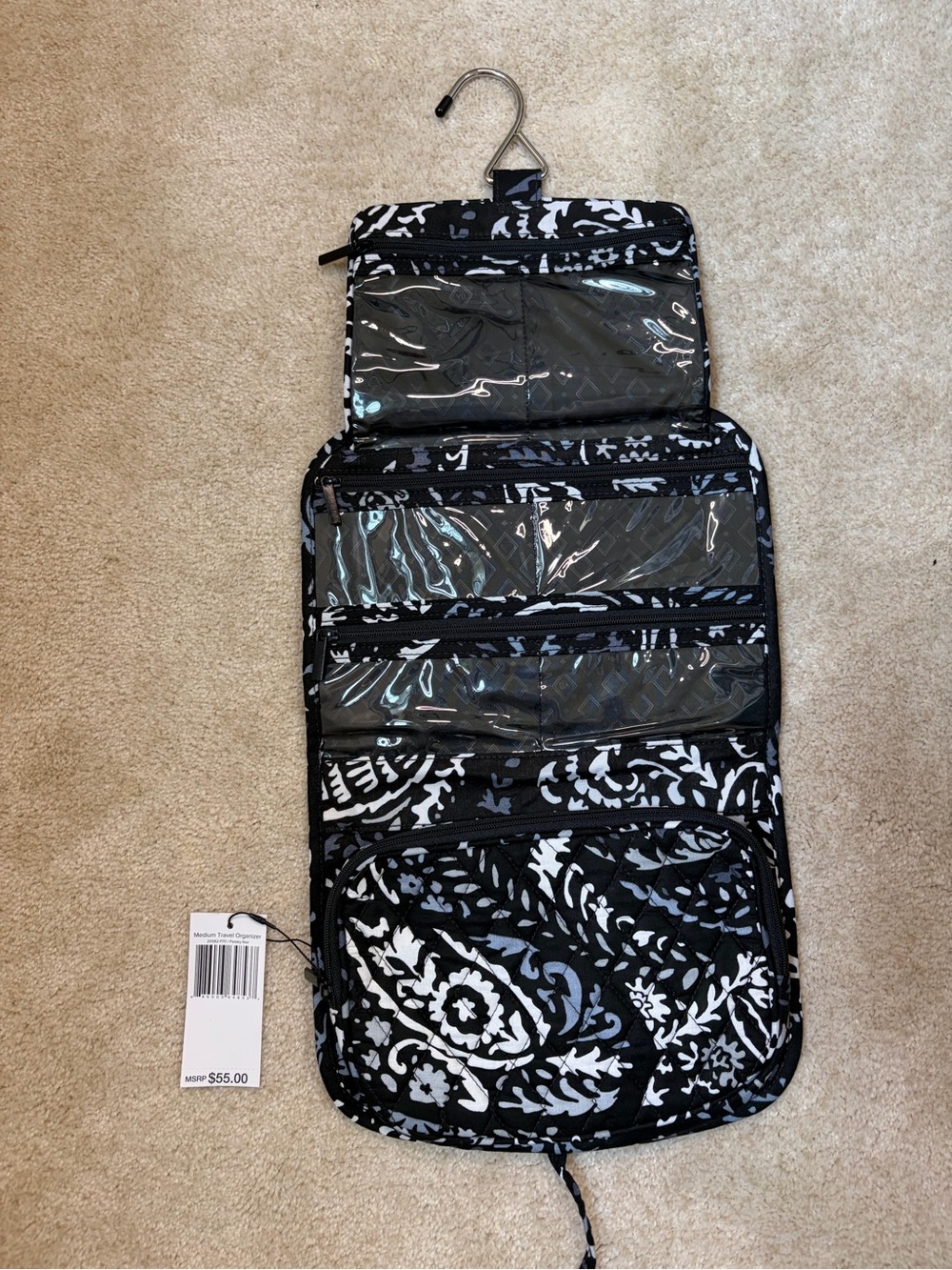 Vera Bradley Medium Travel Organizer Cosmetic Case in Paisley Noir